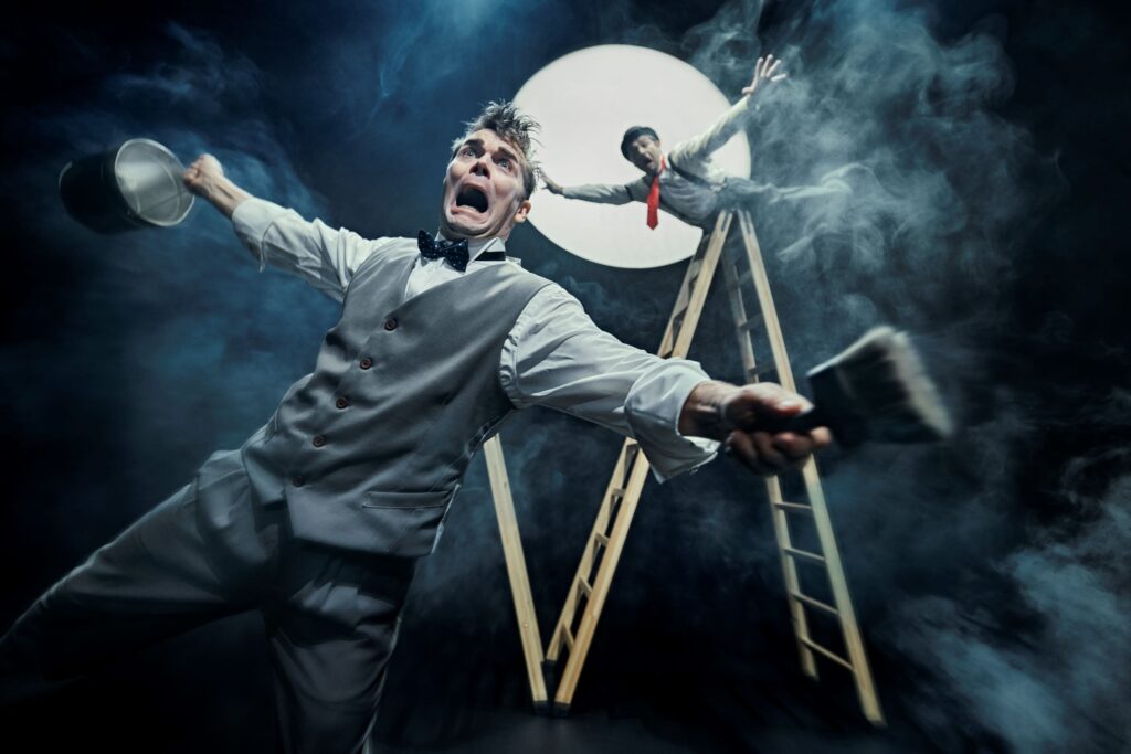 Jannik Elkær og Kristoffer i Gøg og Gokke af Odsherred Teater og Don Gnu. Foto: Emilia Therese.